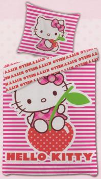 Bettwäsche Hello Kitty - Erdbeere - 135 x 200 cm + 80 x 80 cm - Renforcé